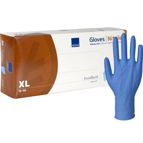 Engangshansker ABENA Nitril Pudderfri 30cm Lang Blå str. XL (100)