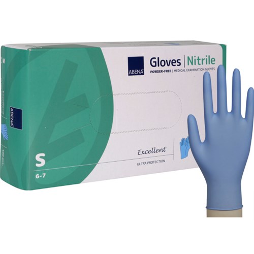 Engangshansker ABENA Excellent Nitril Pudderfri Blå str. S (100)