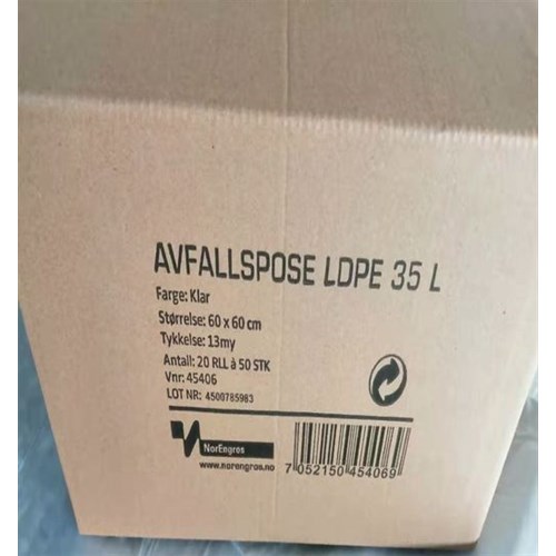 Avfallspose LD 60x60cm 13my Klar 35L (50) 20 RL PR KART