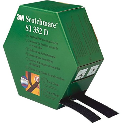 Borrelås Scotchate 25mmx5m Sort  BRUK EMONR  760243