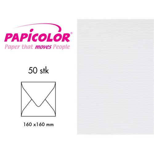 Konvolutt Papicolor 160x160mm 30 Hvit (50)