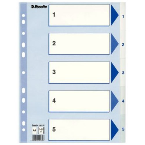 Register ESSELTE A4 plast 1-5 blå/hvit
