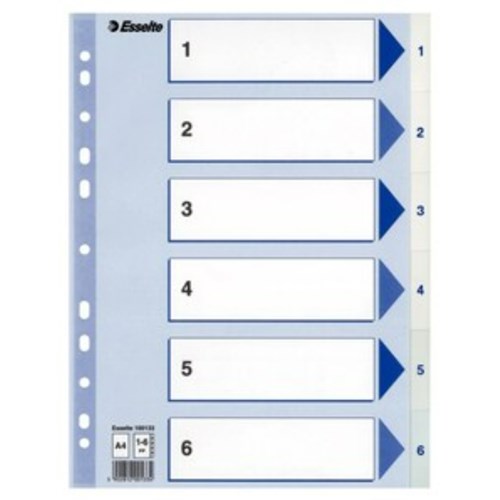 Register ESSELTE A4 plast 1-6 Blå/Hvit