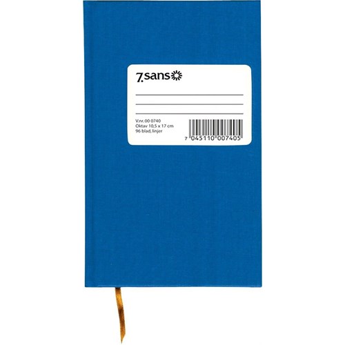Protokoll 7.SANS Oktav 105x170mm 48-sider Blå Linjert