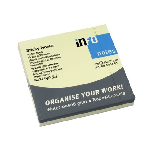 Notatblokk INFO 75x75mm Gul