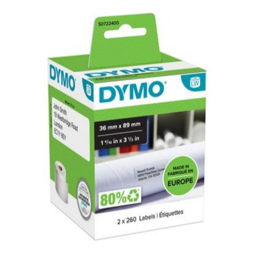 Etikett DYMO adresse 89x36mm (2x260)