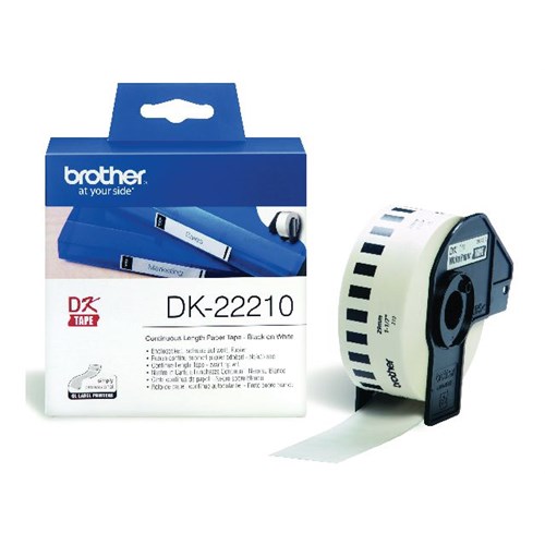 Etikett BROTHER DK-22210 29mm x 30,48m Hvit