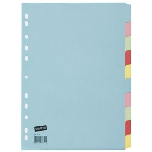 Skilleblad STAPLES A4 10-delt farger manilla