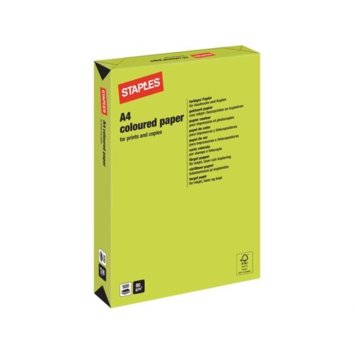 Kopipapir STAPLES A4 80g Lime (500)
