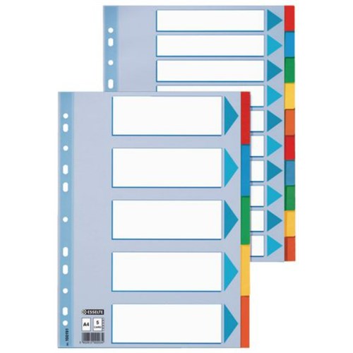 Skilleblad ESSELTE A4 5-delt kartong farger