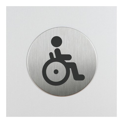 Stålskilt Rundt m/Pictogram "Handicap" Ø83mm